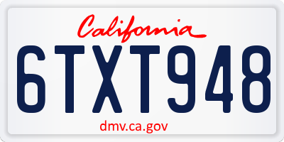 CA license plate 6TXT948