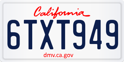 CA license plate 6TXT949