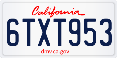 CA license plate 6TXT953