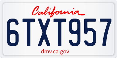 CA license plate 6TXT957