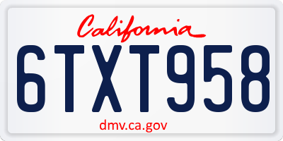 CA license plate 6TXT958