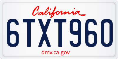 CA license plate 6TXT960
