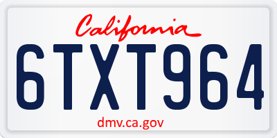 CA license plate 6TXT964