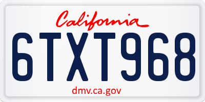 CA license plate 6TXT968
