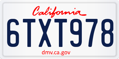 CA license plate 6TXT978