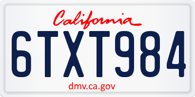 CA license plate 6TXT984