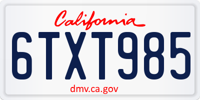 CA license plate 6TXT985