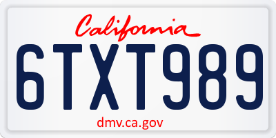 CA license plate 6TXT989