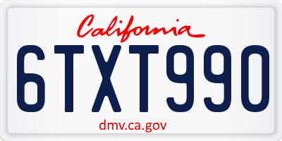 CA license plate 6TXT990