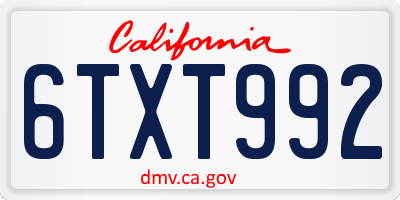 CA license plate 6TXT992