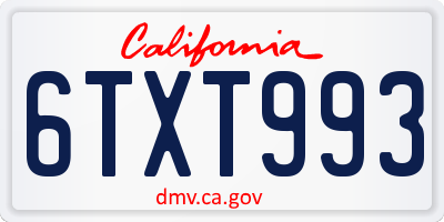 CA license plate 6TXT993