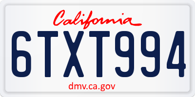 CA license plate 6TXT994