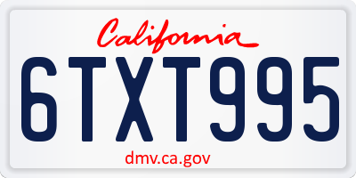 CA license plate 6TXT995