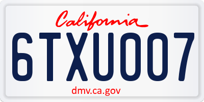CA license plate 6TXU007