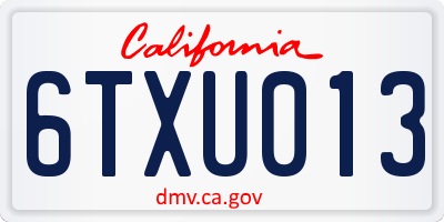 CA license plate 6TXU013