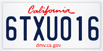 CA license plate 6TXU016