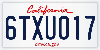 CA license plate 6TXU017