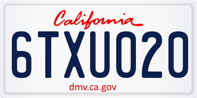CA license plate 6TXU020