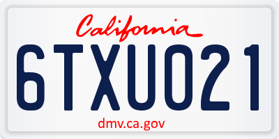 CA license plate 6TXU021