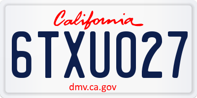 CA license plate 6TXU027