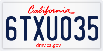 CA license plate 6TXU035