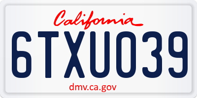 CA license plate 6TXU039