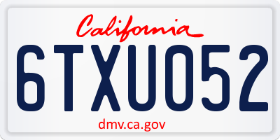 CA license plate 6TXU052