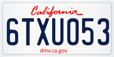 CA license plate 6TXU053