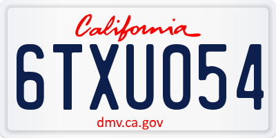 CA license plate 6TXU054