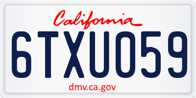 CA license plate 6TXU059