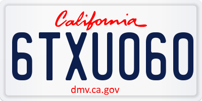 CA license plate 6TXU060