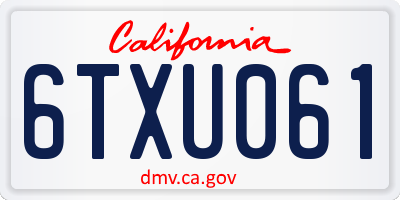 CA license plate 6TXU061