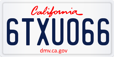 CA license plate 6TXU066