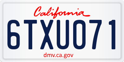CA license plate 6TXU071