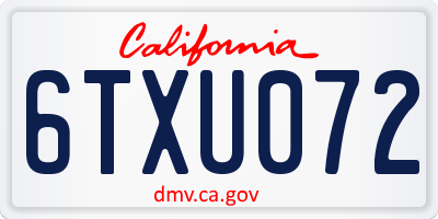 CA license plate 6TXU072