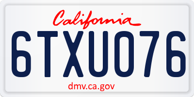 CA license plate 6TXU076