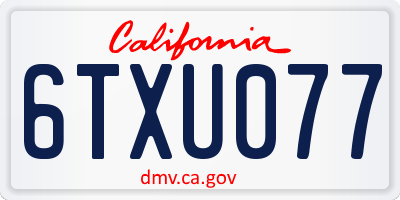 CA license plate 6TXU077