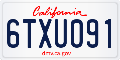 CA license plate 6TXU091