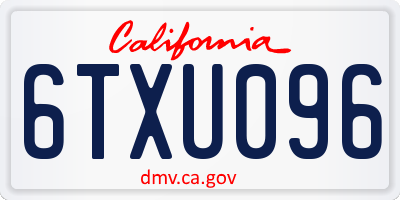 CA license plate 6TXU096