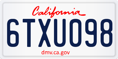 CA license plate 6TXU098