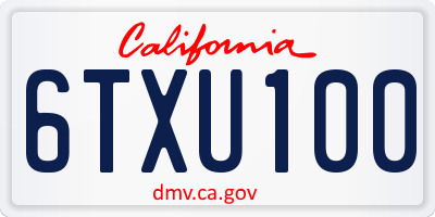 CA license plate 6TXU100