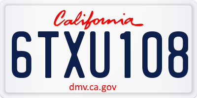 CA license plate 6TXU108