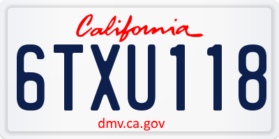 CA license plate 6TXU118