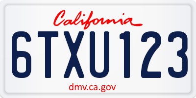 CA license plate 6TXU123