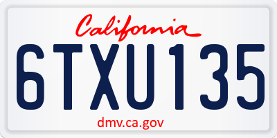 CA license plate 6TXU135