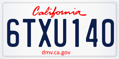 CA license plate 6TXU140