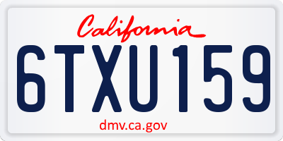 CA license plate 6TXU159