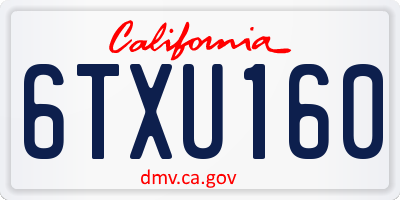 CA license plate 6TXU160