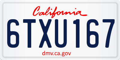 CA license plate 6TXU167
