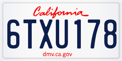 CA license plate 6TXU178